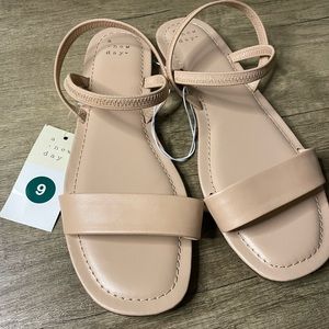 Nude Elastic Ankle Straps Sandals